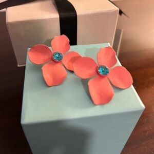 Coral pink petal earrings